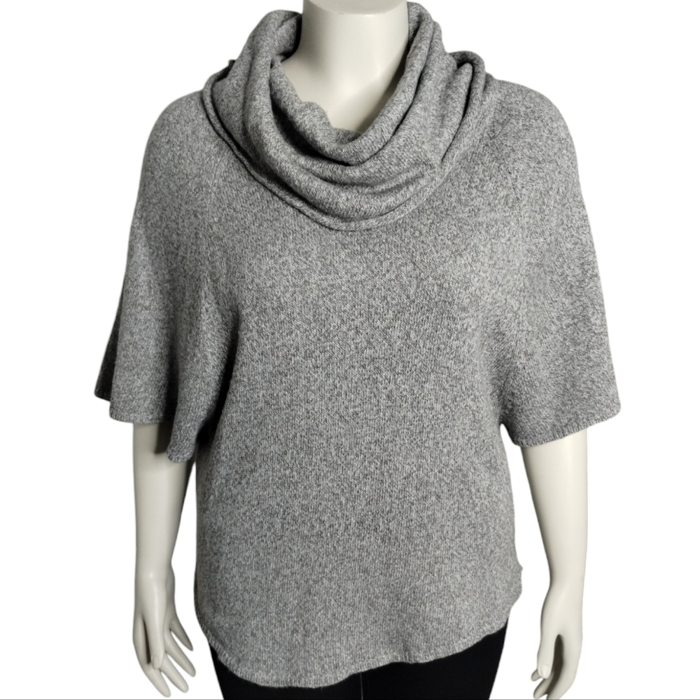 Joie Heather Gray Cowl‎ Neck Knit Linen Mix Pancho Sweather Oversized Women's XS